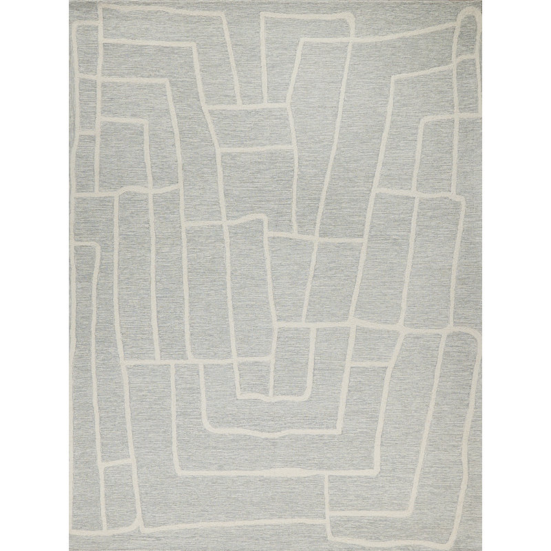 Tangiers Hand Tufted Abstract Area Rug in Blue/Ivory, Rectangle 8' x 10'