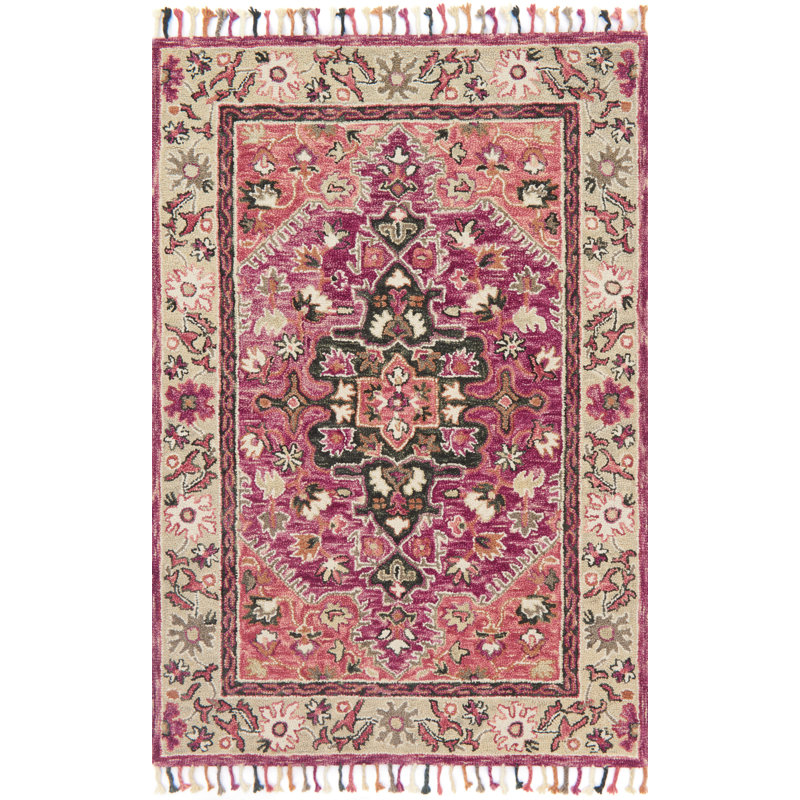 Leyna Hand Hooked Wool Floral Indoor Rug, Rectangle 7'9" x 9'9"