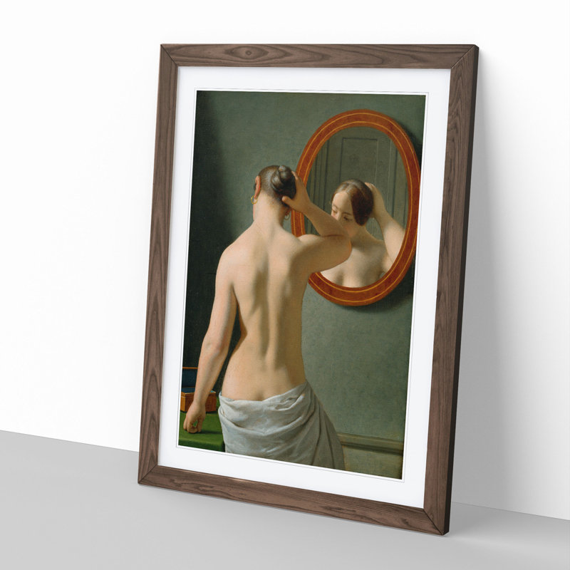 Nude Woman Before the Mirror by Christoffer Wilhelm Eckersberg - Picture Frame Painting, Walnut Framed