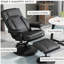 Fauteuil pivotant, fauteuil manuel en cuir de polyuréthane, avec repose-pieds repose-pieds, convient pour le salon, le bureau, la chambre à coucher, noir