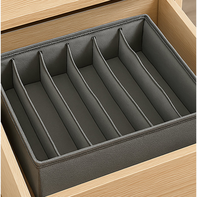 Panier de rangement pliable pour commode à tiroirs - 12 po x 12 po x 4 po, Gris