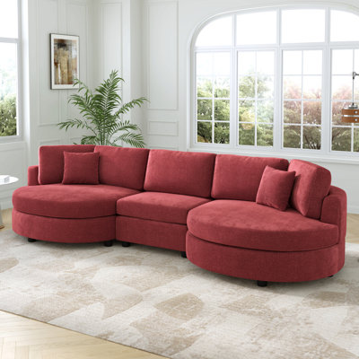 3-Seater Sofa 129" Upholstered Sofa Couch With Curved Design For Living Room