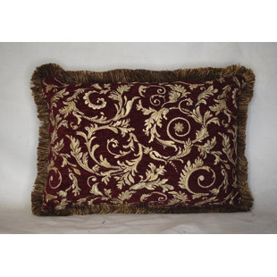 Chenille Rectangular Vine Floral Burgundy Leaf