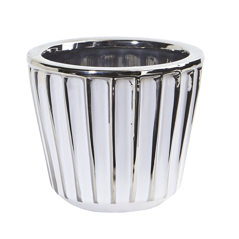 Arvide Ceramic Table Vase, Silver, 4.25" H x 4.75" W x 4.75" D