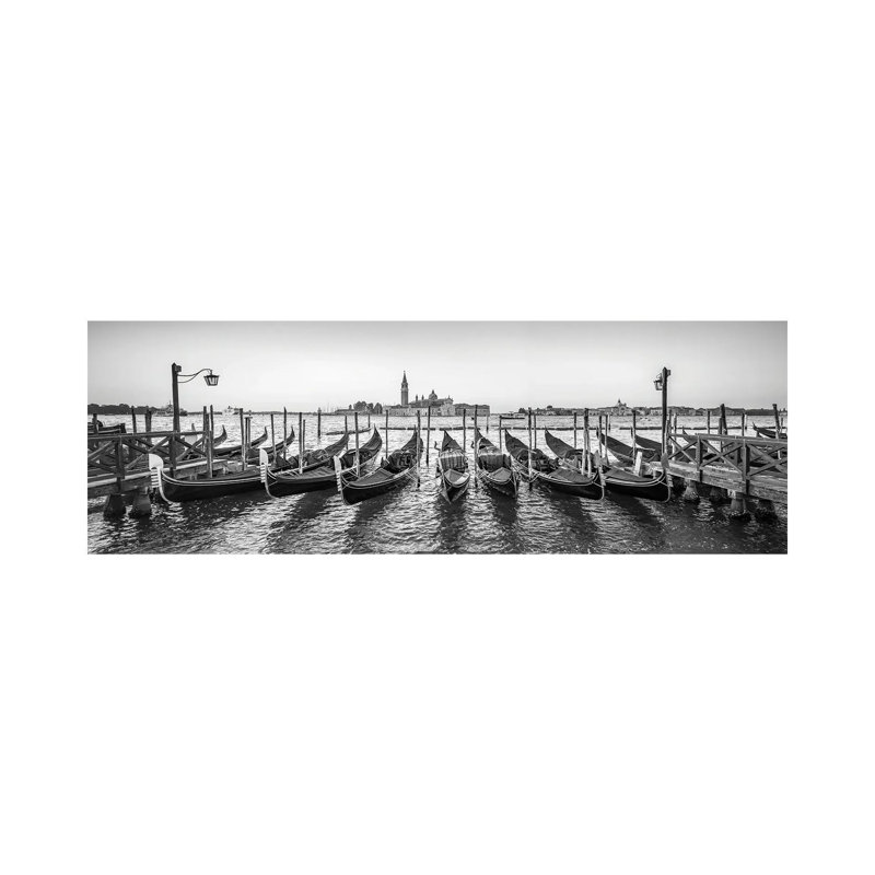 Panoramic View Of San Giorgio Maggiore With Gondolas, Venice, Italy by Jan Becke - Wrapped Canvas Panoramic Print