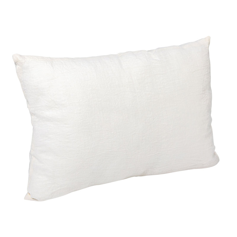 Ivory Linen Rectangular Lumbar Throw Pillow