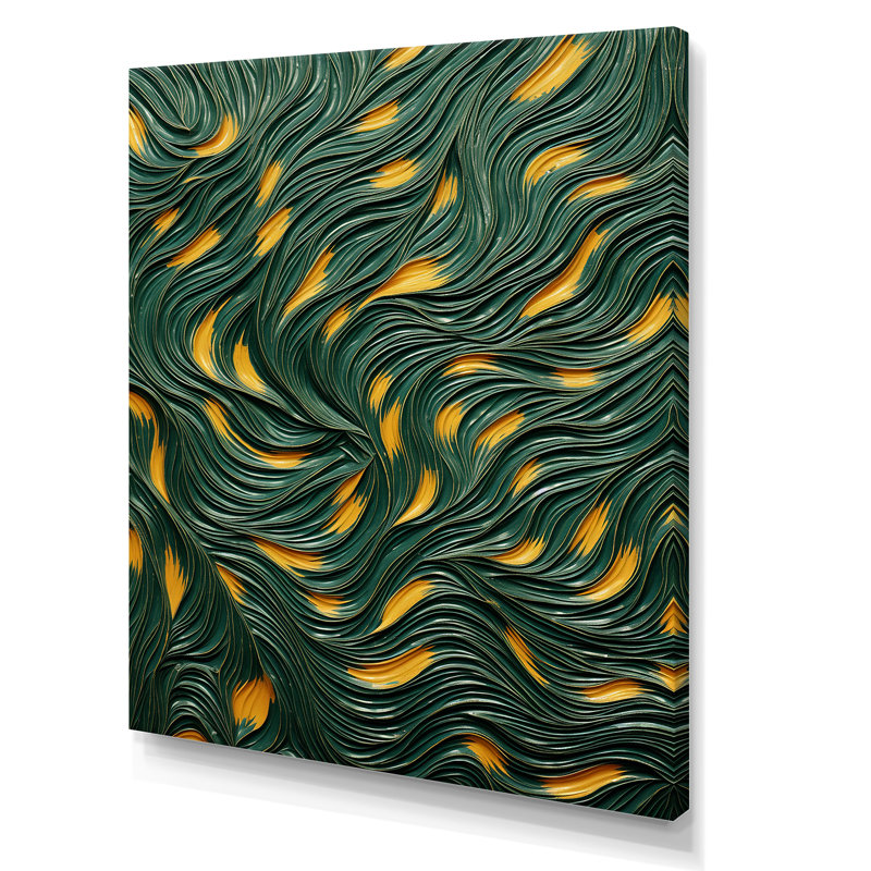 Emerald Title Flow - tuile abstraite, art mural, Toile tendue, H 32 po x l 16 po x P 1 po