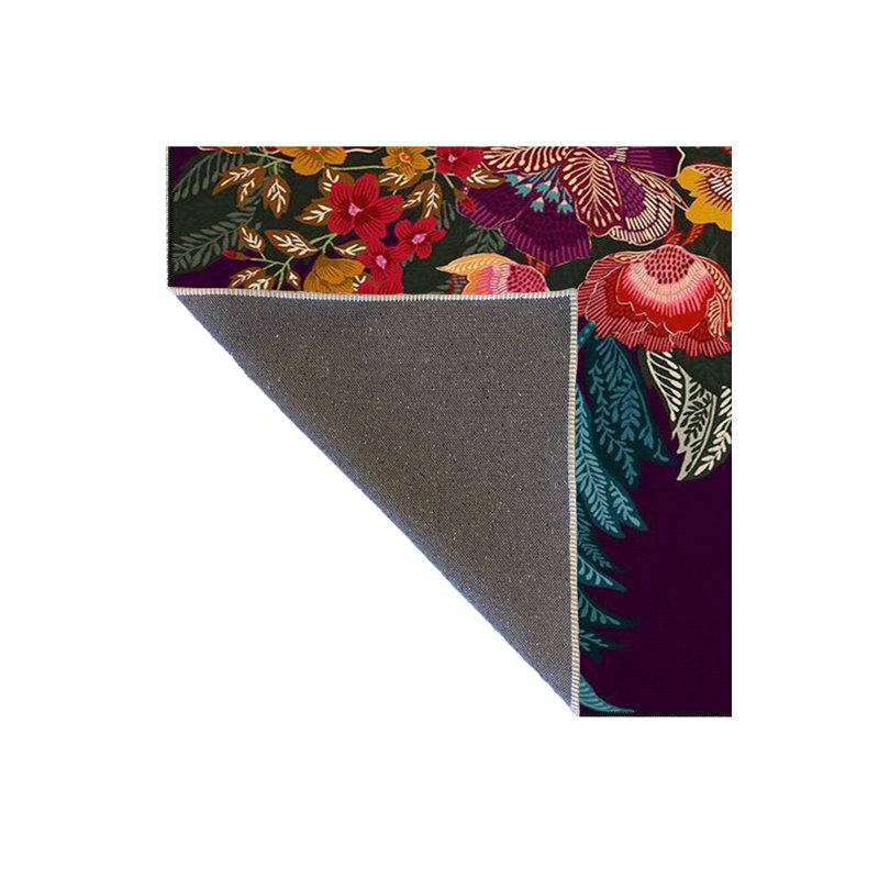 Tapis décoratif à motif floral lavable, Sous-tapis rond 3 pi 11 po inclus