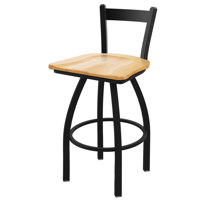821 Catalina Low Back Swivel Counter Stool, Anodized Nickel, Wood-Natural Oak, Bar Stool ( 30" Seat Height)