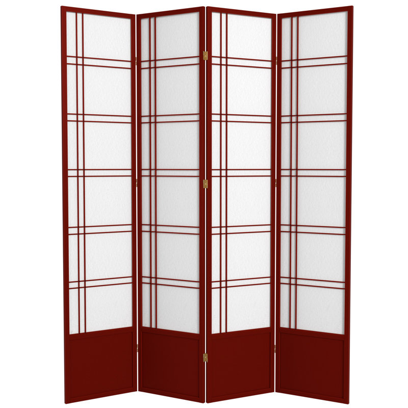 83.5" Double Cross Shoji Room Divider, 4 Panels, Rosewood