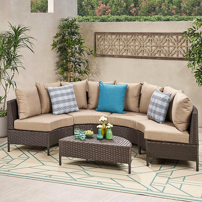 Ensemble de canapé 5 pièces Pt Limon, Beige, Brun