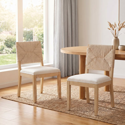 Chaise d'appoint de salle à manger à dossier tissé en bois massif 19,5 po H King Louis