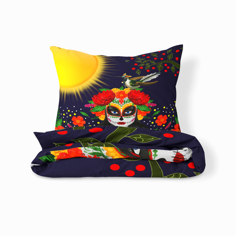  Ensemble de housse de couette Dia De Muertos, Housse de couette grand + 2 taies décoratives