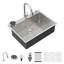 Évier de cuisine encastré à simple cuve en acier inoxydable de calibre 16 avec robinet et tasse 36 L 36 po x l 22 po