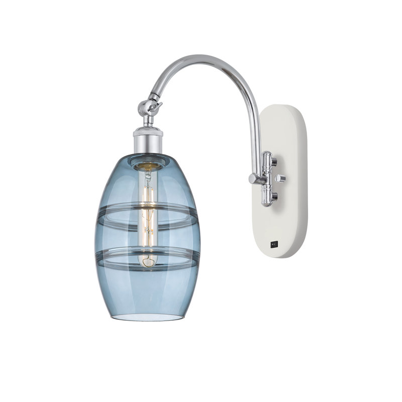 Dundrod Steel Armed Sconce, Princess Blue, White Polished Chrome