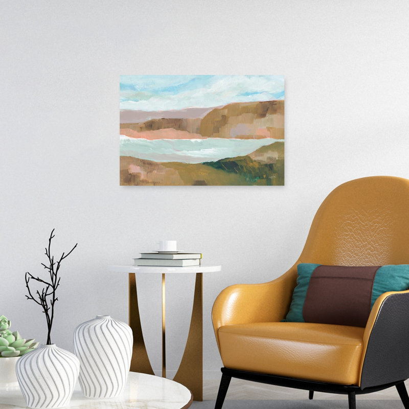 Argile et Ciel I Paysage abstrait contemporain de plage - Impression d'art mural, H 16 po x l 24 po