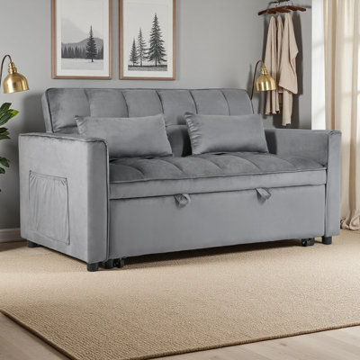 Canapé-lit convertible, canapé-lit escamotable 3-en-1 avec dossier inclinable et coussins, canapé-lit, fauteuil convertible, causeuse convertible pour salon, maison ou bureau