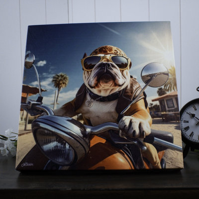 Bulldog Motorcycle 10x10 Lighted Fiber Optic Canvas