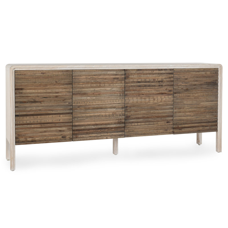 Buffet en bois d'orme massif de 79 po Spencer, Blanc / brun