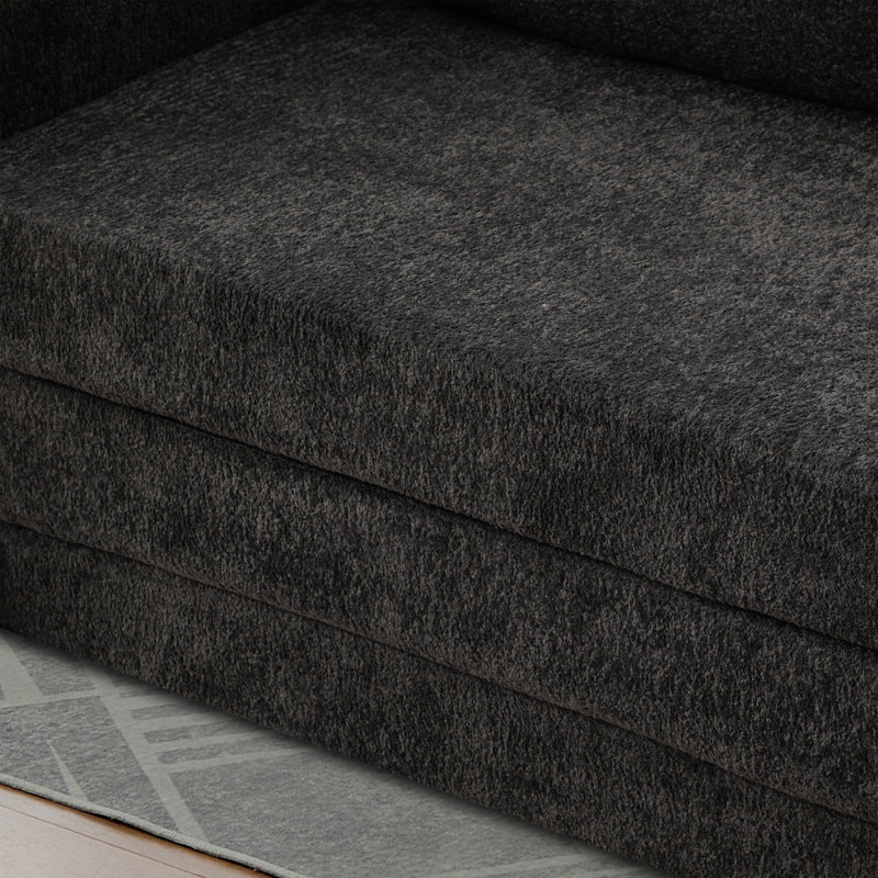 Boneless 71"W Chenille 2-In-1 Pull Out Sofa Bed,Convertible Loveseat With Pillow, Gray