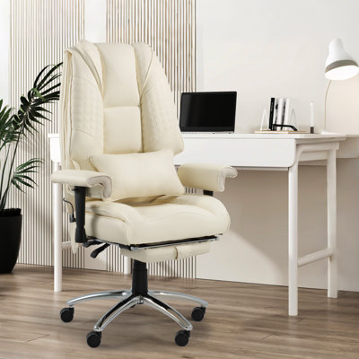  Grande et grande chaise de bureau avec massage et chauffage à 6 points, chaise de bureau inclinable avec support lombaire