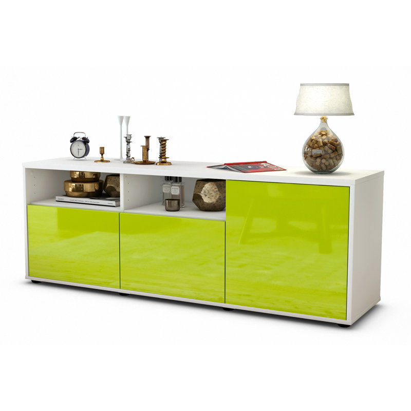 Wyss Unfinished TV Stand for TVs up to 60, High-gloss Green / Matte White
