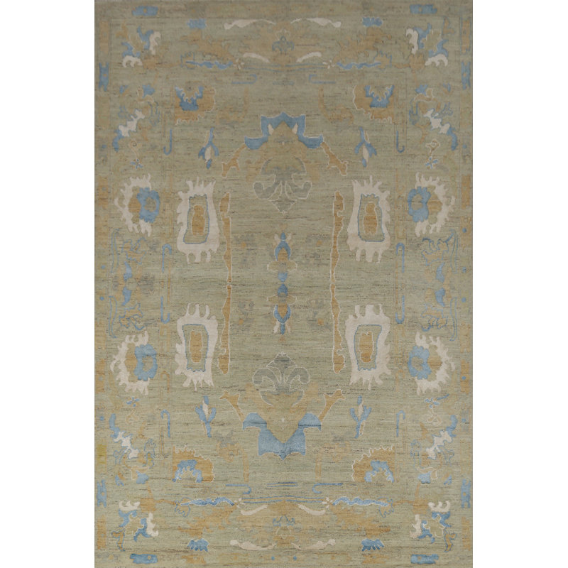Tapis turc vert Oushak 7 x 10