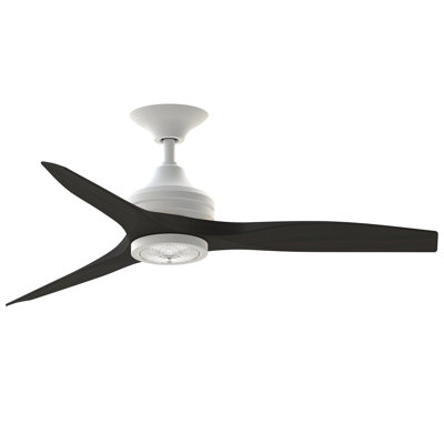 Spitfire 48 inch Indoor/Outdoor Ceiling Fan with LED Light Kit - Matte White with Dark Walnut blades