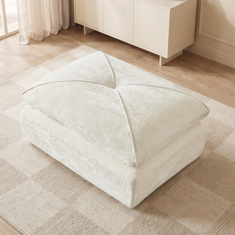 Tabouret de 43 po avec repose-pieds rembourré et désossé dans une boîte, Beige