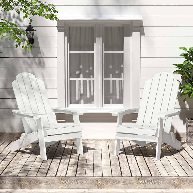 Chaise Adirondack pliante pour l'extérieur Chaises Adirondack faciles à assembler et confortables Chaise en plastique composite résistant aux intempéries pour l'extérieur