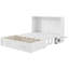 Grand lit escamotable mobile avec tiroir de rangement et tablettes latérales, lit plateforme pliable peu encombrant, blanc