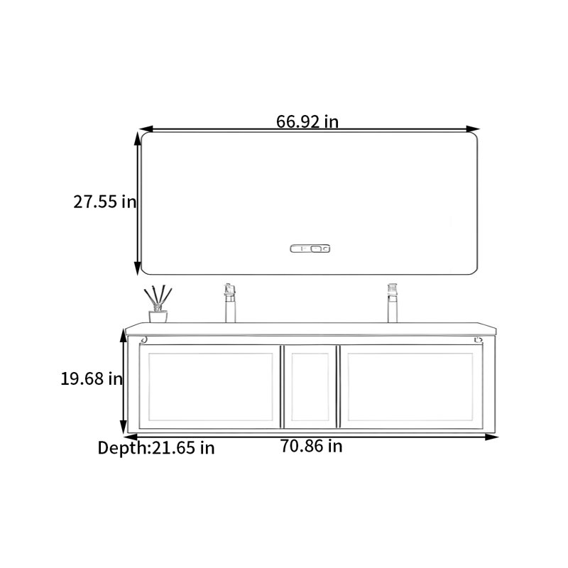 Moravian, 19.68" H x 70.86" W x 21.65" D