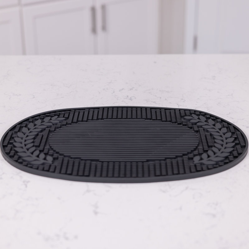 Large Black PVC Oval Bar and Dish Drying Mat