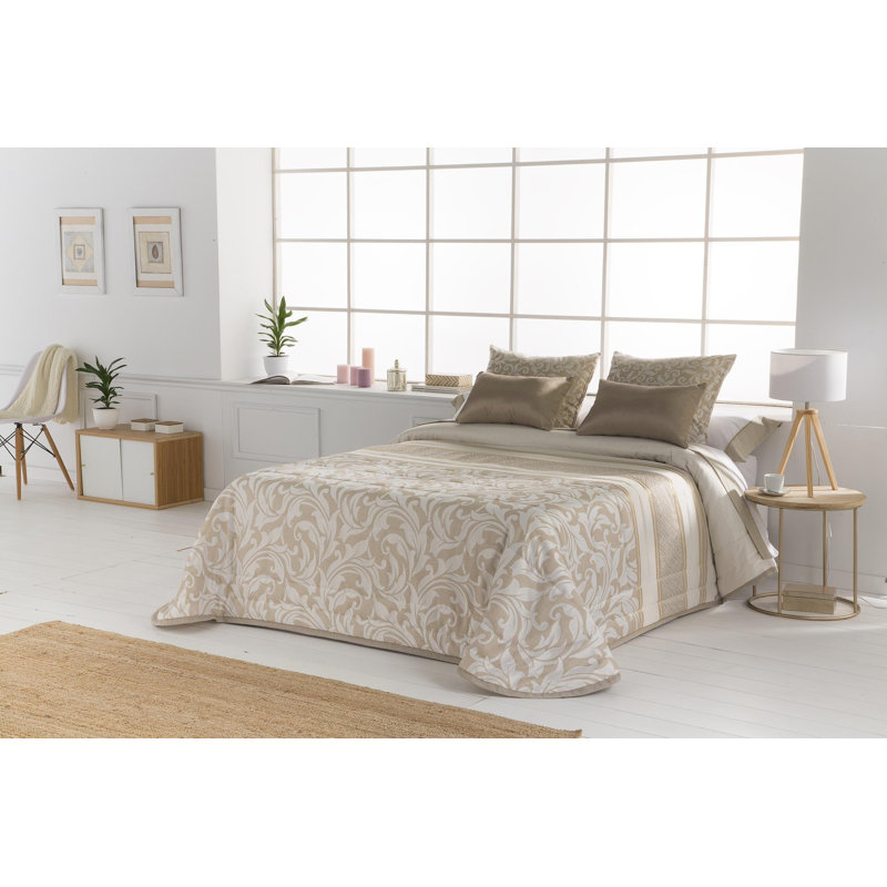 Dynamite Polyester Floral Bedspread, 250 x 270 cm, Pearl