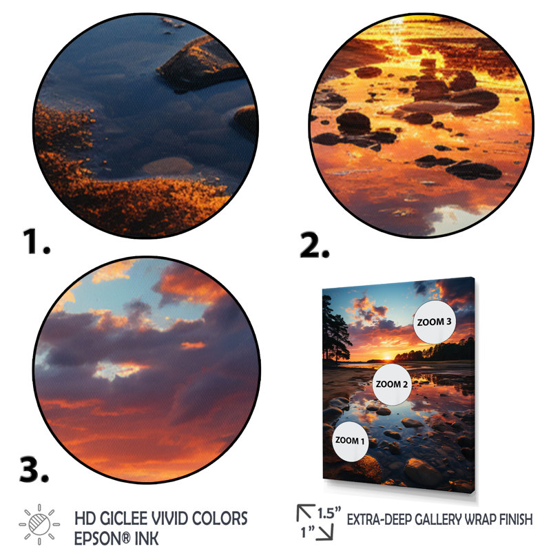 Sunset in New Jersey Landscape, reproduction d'art sur toile, H 20 po x l 12 po x P 1 po, Encadrement doré
