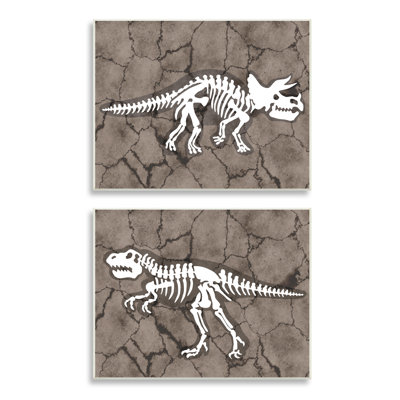 «Dinosaur Skeleton Artifacts Cracked Earth» par Daphne Polselli - ensemble de 2 impressions