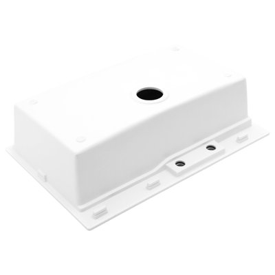 Évier 33 x 22 po en composite de quartz blanc - esthétique en cascade, robinet escamotable, poste de travail avec diverses combinaisons d'accessoires pour la cuisine, le robinet et les collections assorties