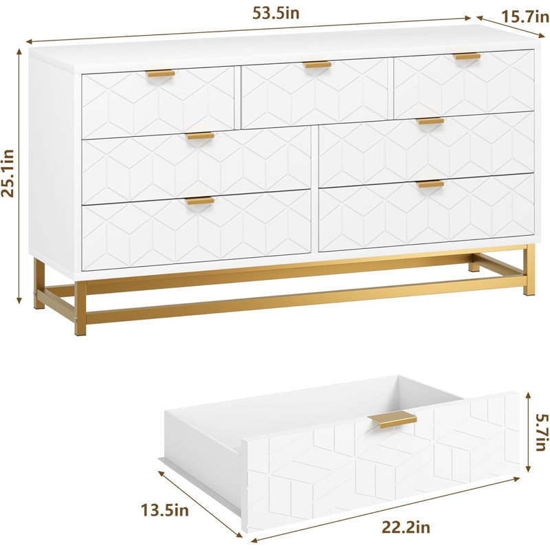  Commode 6 tiroirs, 53,5 po