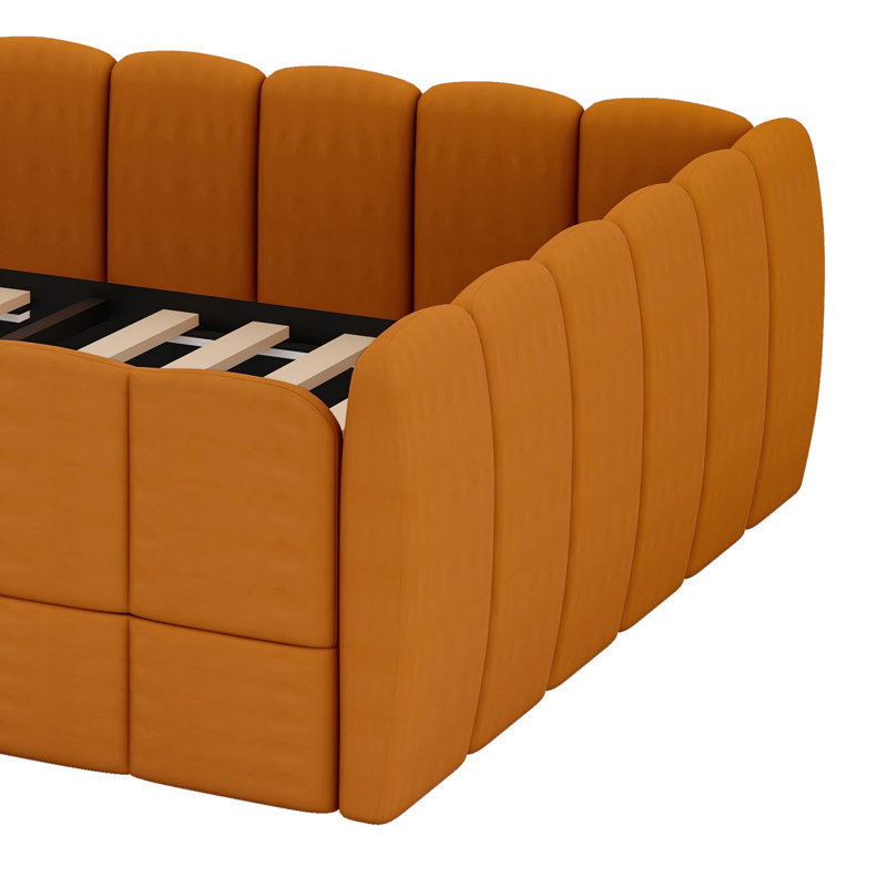 Lit tapissier Minimalist, Orange citrouille