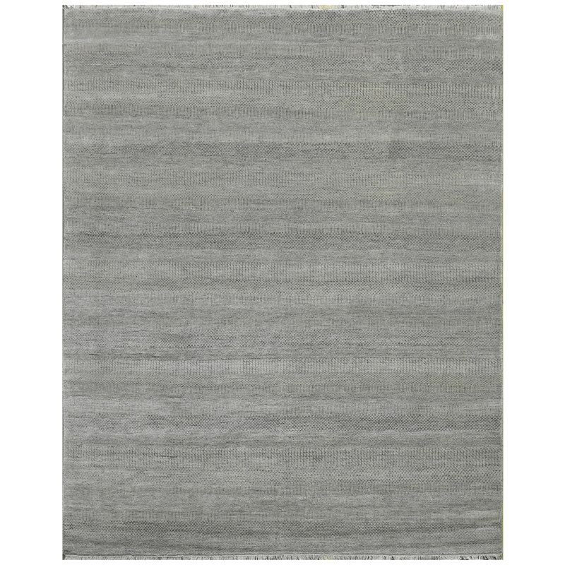 Tapis argenté et noir noué à la main de haute qualité