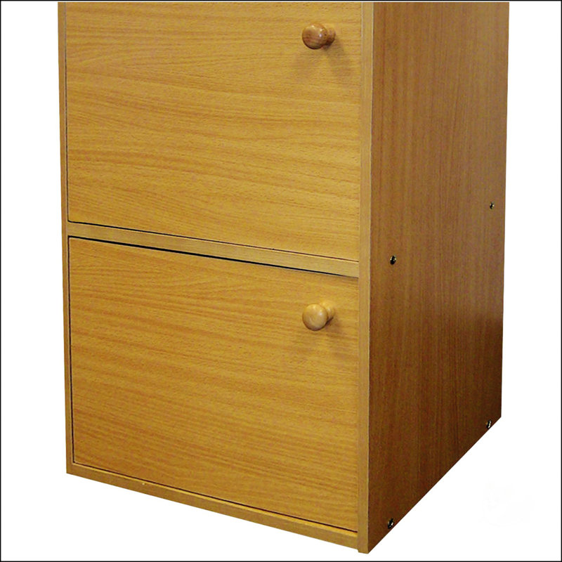 Bibliothèque 24 "à 2 niveaux avec 2 tablettes en bois avec portes