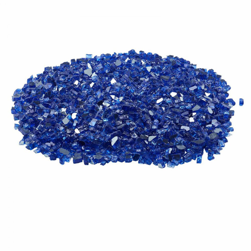 Roches de foyer en verre 10 po pour foyer d'extérieur 10 lb, H 6,02 po x l 11,3 po x P 9,02 po, Bleu de cobalt