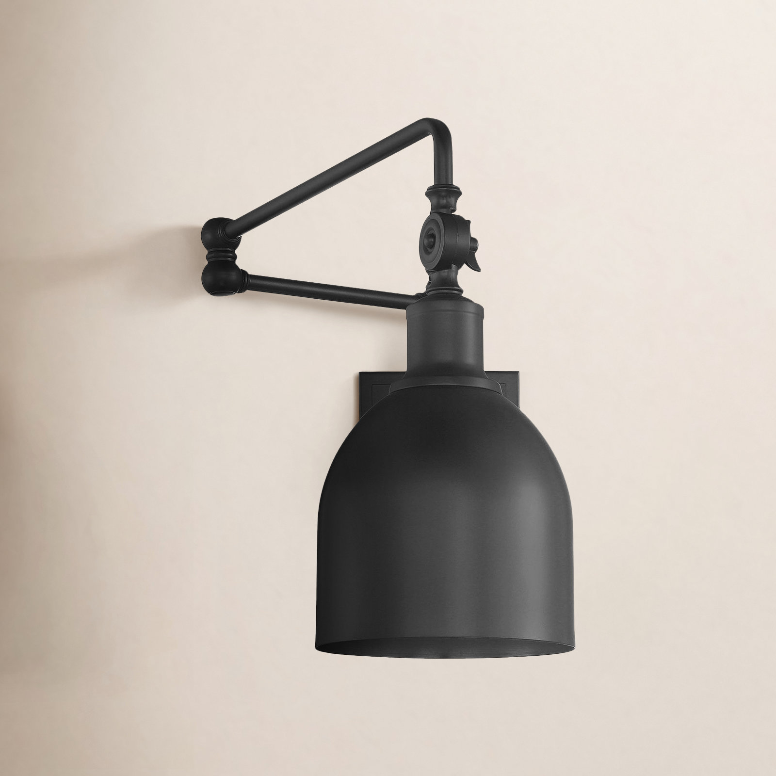 Seraphine Single Light Dimmable Swing Arm Sconce, Matte Black
