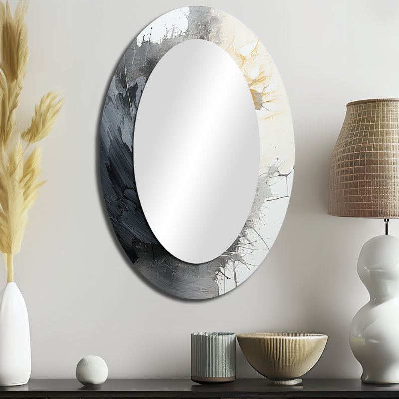 Contraste Harmony II - miroir décoratif ovale abstrait sur métal, 36 po x 24 po