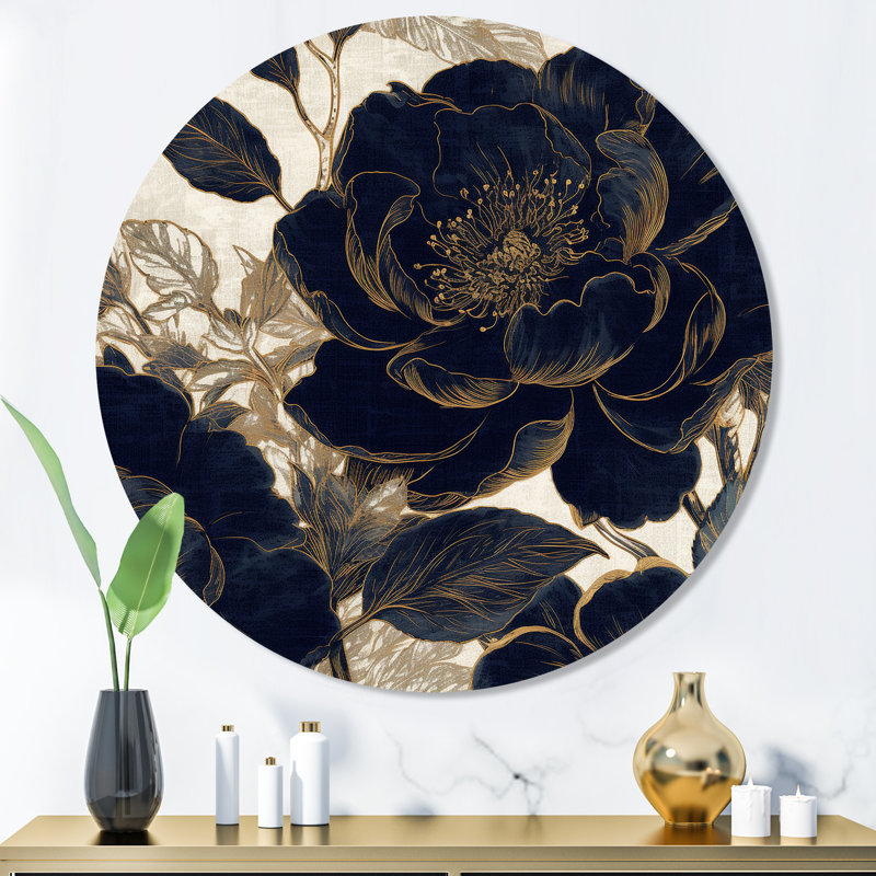 Célébration des pivoines bleues et or Jizell I, H 16 po x l 16 po x P 1 po