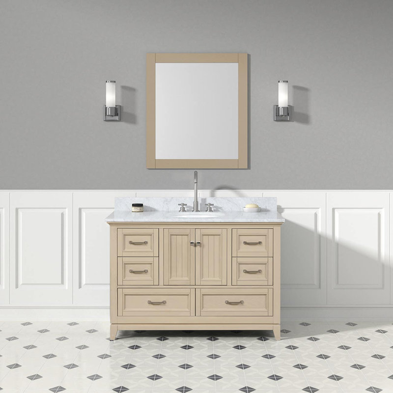 Ensemble de meuble-lavabo simple 48 po Lily, Chêne clair, Blanc