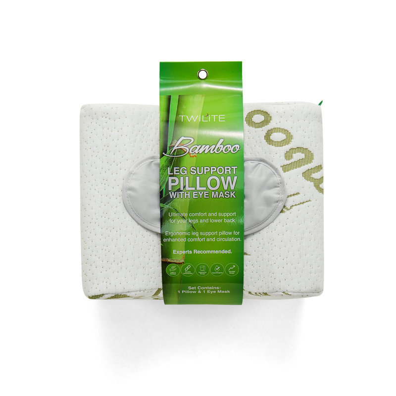 Memory Foam Knee & Leg Pillow with Contoured Support, Pressure Relief Cushion with Eye Mask for Sleep Comfort