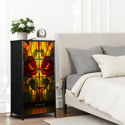 4 Drawer Dresser for Bedroom, Narrow Chest of Drawers, Wooden Top and Study Iron Frame 18"x37.5"-(WxH)