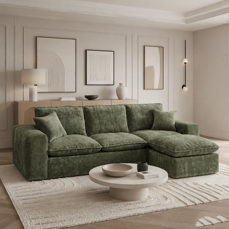 Canapé modulaire moderne avec méridienne réversible Boucle, 4 seat