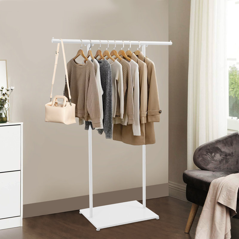 Portemanteau en métal, portemanteau autoportant, portemanteau moderne avec base, Blanc
